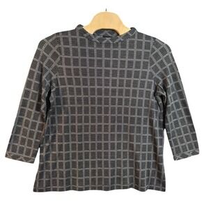 NWT J. Jill Wearever Mock Neck 3/4 Sleeve Knit Top Black Marble XL NWT 146501